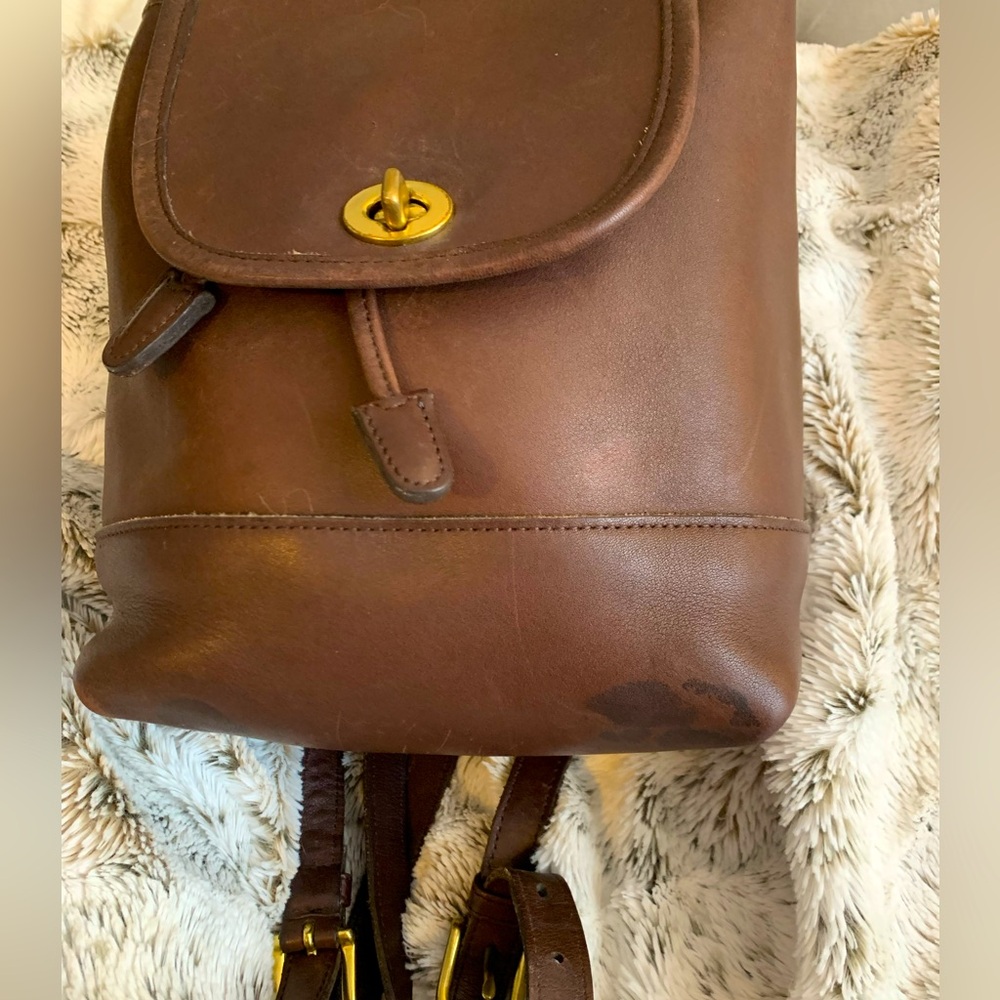 COACH VINTAGE BROWN LEATHER DAYPACK /BACKPACK MINI 9960 EUC BARELY USED 8”9”5” - Picture 7 of 7